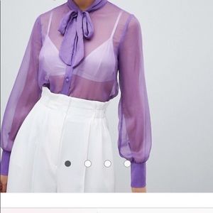Lilac Pussy Bow Blouse